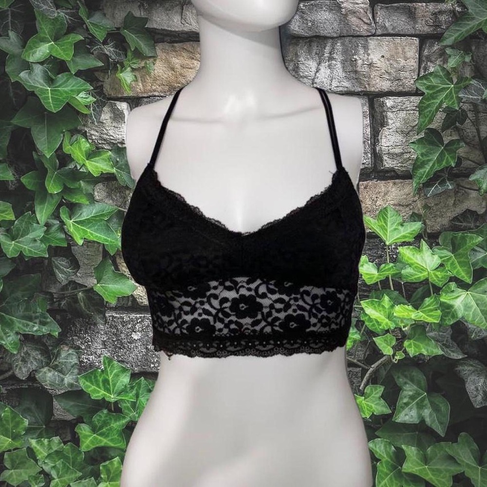 Laced black grunge bralette tank top